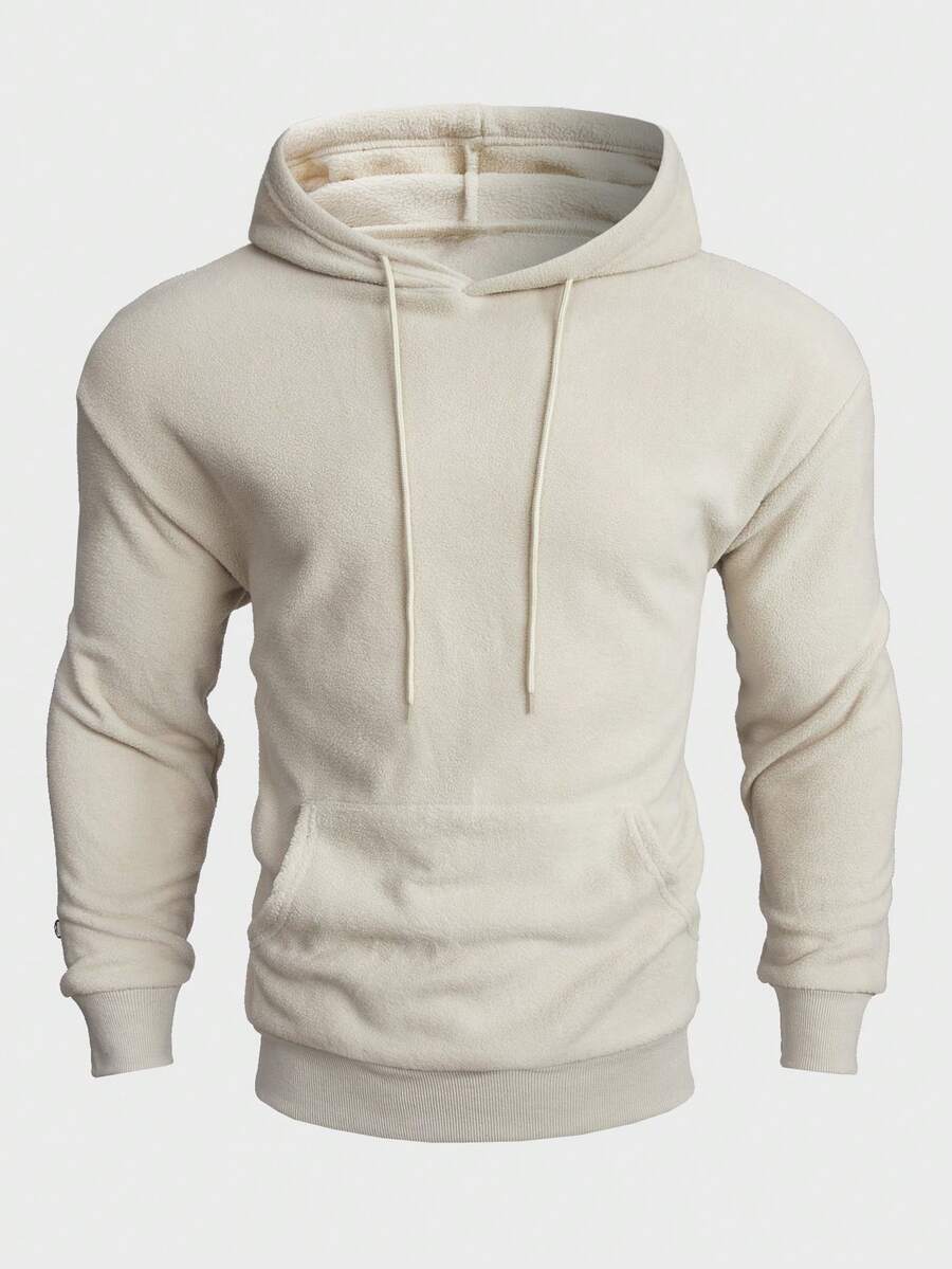 Manfinity Homme Men Kangaroo Pocket Drawstring Hoodie - Apricot - View 1