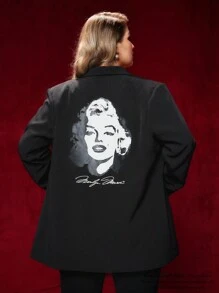 Marilyn Monroe X SHEIN Marilyn Monroe線大碼西裝 - 黑色 - 查看 1