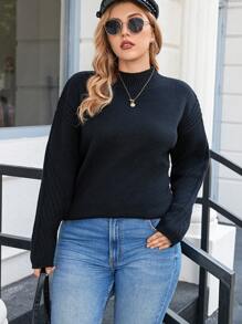 Calvaya Hơn Cổ giả Thả vai Áo len - màu đen - Xem 6