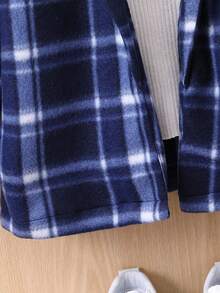 SHEIN Young Boy Plaid Shawl Collar Open Front Coat Without Sweater - Blue - View 5