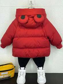 Boy's Warm Clothing With Bear Ears Design - Red - View 2
