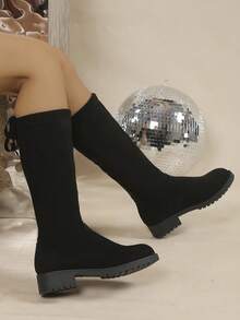 修身小腿中部靴子 - 黑色 - 查看 5