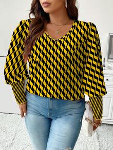 Celure Cộng với áo in họa tiết Chevron - Nhiều màu - Xem 5