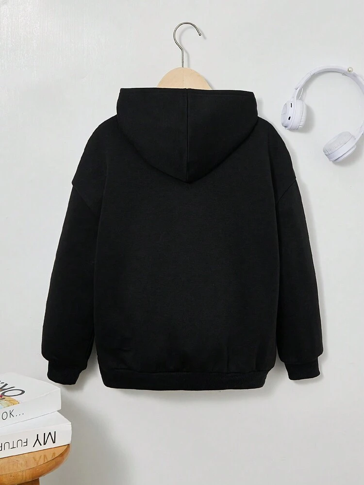 Tween Girl Bear Print Drop Shoulder Sweatshirt