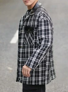 Claim Dot 寬鬆版型男士格子斜紋夾克,帶蓋口口袋,落肩袖設計 - 彩色 - 查看 6