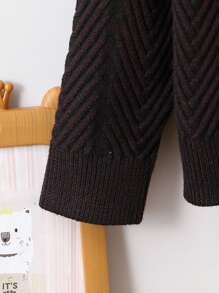Young Boy Two Tone Drop Shoulder Sweater - Coffee Brown - View 3