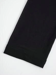 SHEIN Sweetro 一字肩網紗拼接褶邊連身背心 - 黑色 - 查看 4