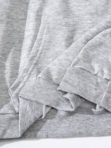 青少年男孩字母圖案袋鼠口袋連帽衫