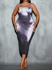 Maweii Của phụ nữ Kích thước lớn Cơ thể In Váy Dây - Nhiều màu - Xem 2