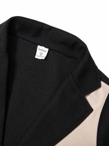 Tween Boy Two Tone Lapel Collar Blazer & Straight Leg Pants - Black - View 3