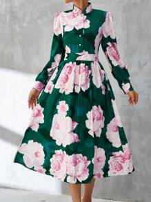 SHEIN Clasi 印花前紐扣襯衫洋裝 - 彩色 - 查看 4