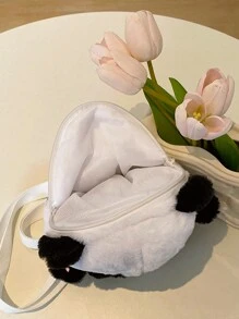 ROMWE Kawaii 女性長毛絨熊貓設計時尚後背包