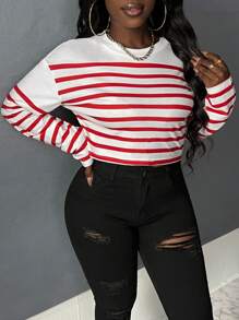 Slaydiva T-Shirt Court À Rayures Épaule tombante - Multicolore - Voir 4