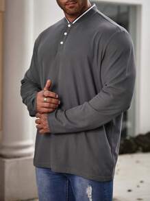 Manfinity Homme Camisa Polo De Talla Grande Para Hombre Con Ribete A Rayas