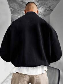 Manfinity Homme Men 1pc Cartoon Graphic Drop Shoulder Sweatshirt - Black - View 2