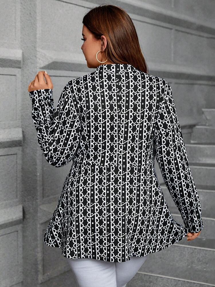 Plus Allover Print Button Front Coat