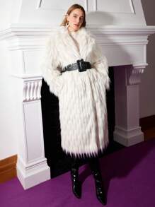 MOTF PREMIUM SHAGGY FAUX FUR COAT - Apricot - View 5