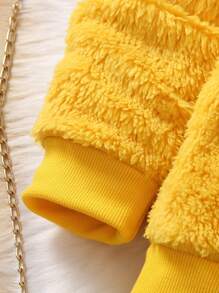 SHEIN 女小童卡通刺繡毛絨帽衫&緊身打底褲