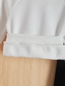 SHEIN 年輕女孩字樣圖案拉格蘭袖運動衫和汗褲 - 玫紅色 - 查看 3