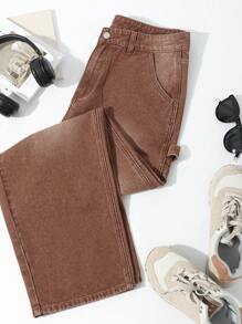 DAZY Men Slant Pocket Straight Leg Jeans - Brown - View 8