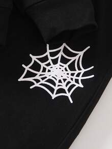 SHEIN Chàng trai trẻ Đồ họa Chữ cái Tay áo tương phản Áo Hoodie & Quần thể thao - Đỏ - Xem 7