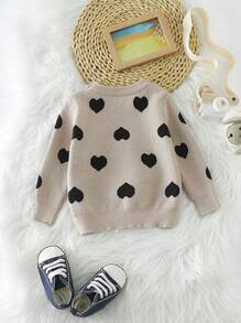 Bebé niña Jersey con patrón de corazón - Caqui - Ver 2