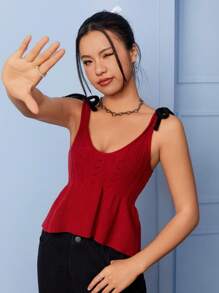 SHEIN MOD 甜美女士針織上衣 - 紅色 - 查看 6
