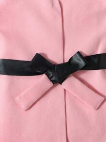 SHEIN Young Girl Solid V Neck Belted Overcoat