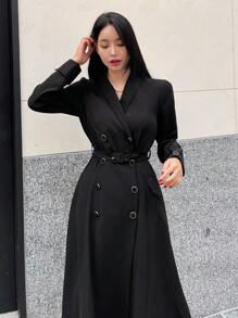 DAZY Khăn quàng Đôi ngực Váy có thắt lưng - màu đen - Xem 1