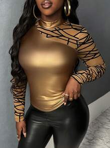 Slaydiva In Địa lý Cổ giả chất liệu da PU Áo - Vàng - Xem 4