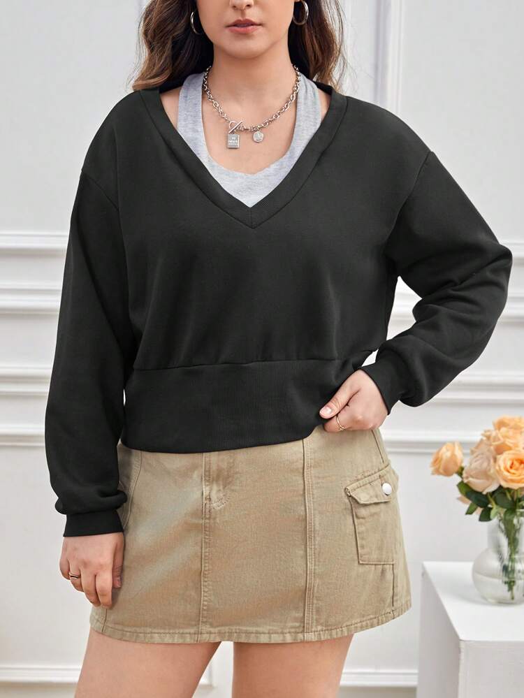 Plus 2 In 1 Drop Shoulder Sweatshirt