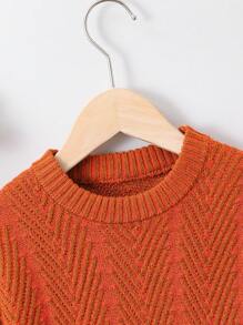 Young Boy Two Tone Drop Shoulder Sweater - Coffee Brown - View 4