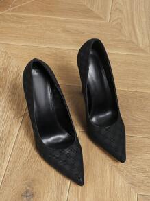 Zapatos cómodos de tacón fino y puntera fina con escote bajo para mujer para eventos de noche