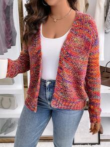 SHEIN LUNE 大码段染休闲设计开衫 - 彩色 - 查看 5