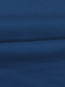 SHEIN Clasi Khía Cổ áo tây Ngực đơn Len áo - Màu xanh bụi bặm - Xem 7