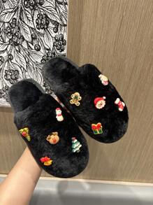 聖誕女款可愛聖誕老人和馴鹿印花家居拖鞋、雪人襪、溫暖毛絨室內鞋,適合休閒和戶外穿著