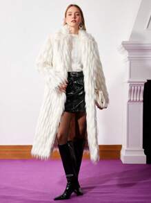 MOTF PREMIUM SHAGGY FAUX FUR COAT - Apricot - View 8