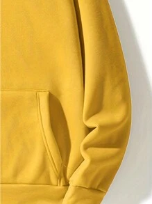 Hombres Capucha con bolsillo de canguro con cordón - Amarillo - Ver 3