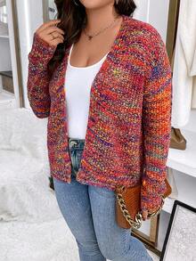 SHEIN LUNE 大码段染休闲设计开衫 - 彩色 - 查看 4