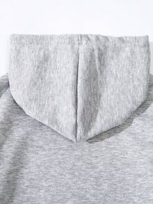 青少年男孩字母圖案袋鼠口袋連帽衫