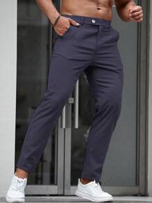 Manfinity Mode Men's Dress Pants - Navy Blue - View 3