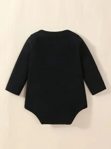 Đứa bé trai Đồ họa Khẩu hiệu Áo liền quần chặt - màu đen - Xem 2