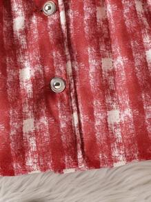 Vintage Plaid Coat For Baby Girls - Red - View 3