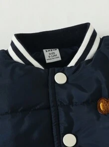 Baby Boys' Fall/winter Baseball Jacket With Cute Bear Applique - Multicolor - View 5