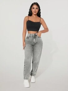 EURMUSE Zipper Fly Jeans - Light Grey - View 3