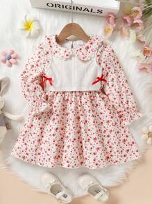 Baby Girl Ditsy Floral Print 2 In 1 Dress - Multicolor - View 1