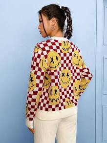 Muchica Kiểm tra máy & Diễn đạt Mẫu Thả vai Áo len - Nhiều màu - Xem 2