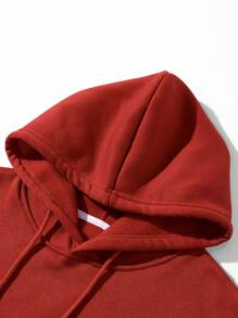 Nam In Phi hành gia Túi kangaroo Dây rút Áo hoodie ấm áp - Đỏ - Xem 4