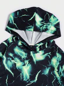 SHEIN EZwear Plus Size Lightning Print Drop Shoulder Sweatshirt - Multicolor - View 4