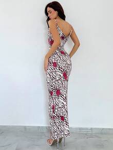 SHEIN Privé Floral Print Cami Bodycon Dress - Multicolor - View 2